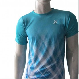 Thrax TS 1009 Badminton T Shirt Sky Blue and White Size Large