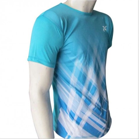 Thrax TS 1009 Badminton T Shirt Sky Blue And White Size Medium