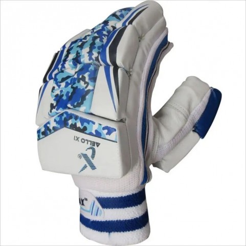 Left Side Thrax Aello X 1 Cricket Batting Gloves Standard Size Left Hand Blue and White