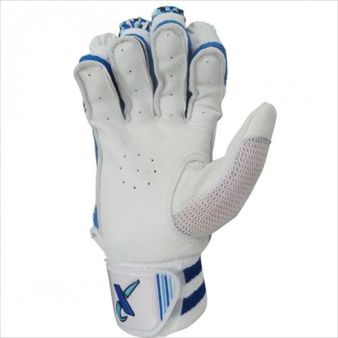 Left Side Thrax Aello X 1 Cricket Batting Gloves Standard Size Left Hand Blue and White