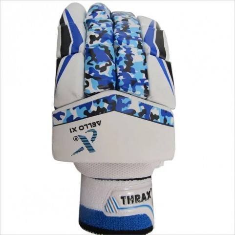 Left Side Thrax Aello X 1 Cricket Batting Gloves Standard Size Left Hand Blue and White