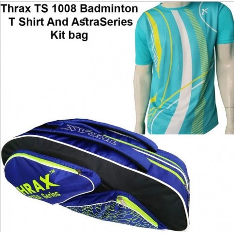Thrax Combo TS 1008 Badminton T Shirt And Astra Series Badminton Kit Bag